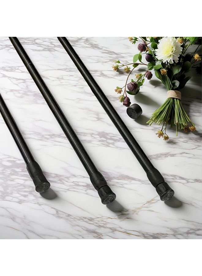 Black Adjustable Spring Tension Rod 39 37in 74 8in For Shower Curtains Clothes Drying Home Organization - Image 1