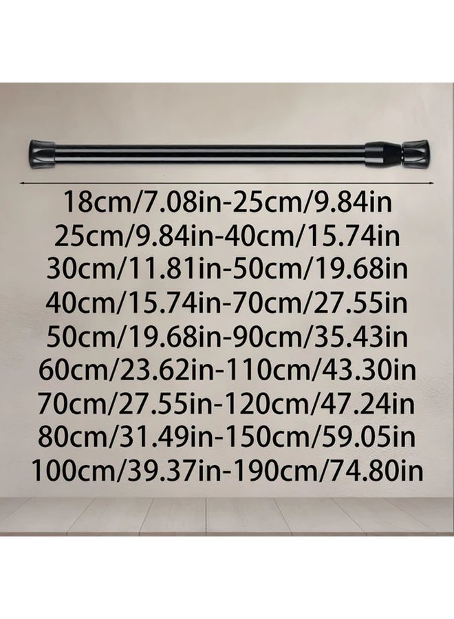 Black Adjustable Spring Tension Rod 39 37in 74 8in For Shower Curtains Clothes Drying Home Organization - Image 3