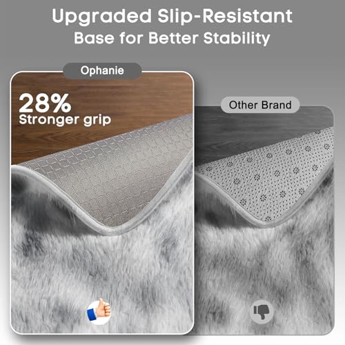 Ophanie Grey and White Area Rugs for Living Room 5x7, Fluffy Shag Large Fuzzy Plush Soft Carpets, Floor Shaggy Rugs for Bedroom, Carpet for Kids Boys Girls Dorm Nursery Home Decor Aesthetic - Image 4