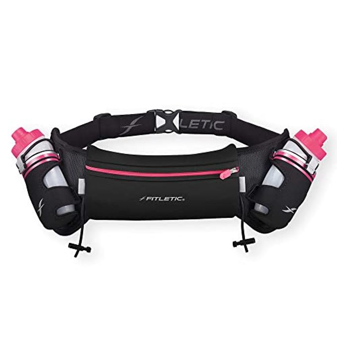 Fitletic Hydration Running Belt With Water Bottles For Men & Women  2 Quick Flow 8Oz Running Water Bottles, Patented Bounce Free Design, Water Resistant Pouch Fits All Phones  Hydra 16 - Image 4