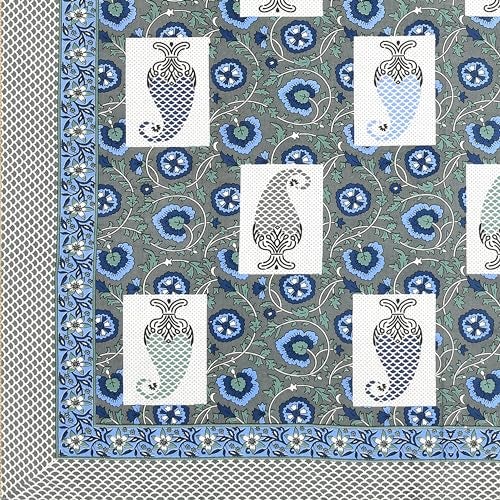 Blizz Mont | Magnolia Collection | Printed Diwan Set | Pure Cotton | Quilted | Set Contains- 8 Pieces (1 Single Bedsheet, 2 Boster Covers, 5 Cushion Covers) (Blue Lily-1+2+5) - Image 5