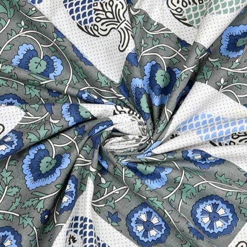 Blizz Mont | Magnolia Collection | Printed Diwan Set | Pure Cotton | Quilted | Set Contains- 8 Pieces (1 Single Bedsheet, 2 Boster Covers, 5 Cushion Covers) (Blue Lily-1+2+5) - Image 4