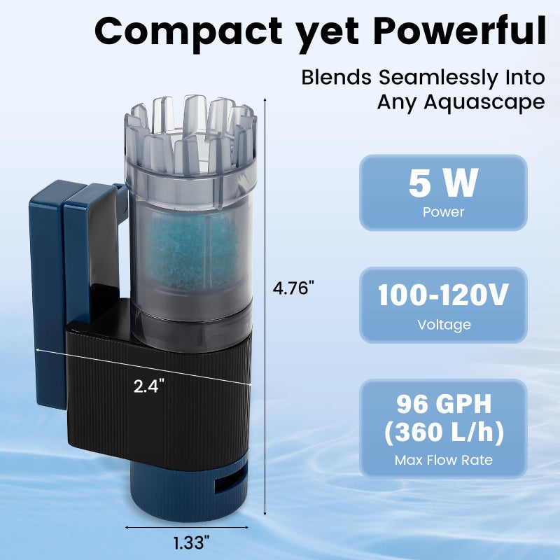 Hygger CO2 Aquarium Surface Skimmer, 96 GPH Flow Rate â€“ Ideal for Freshwater & Saltwater Compatible, 5W â€“ Efficient Waste Removal - Image 2