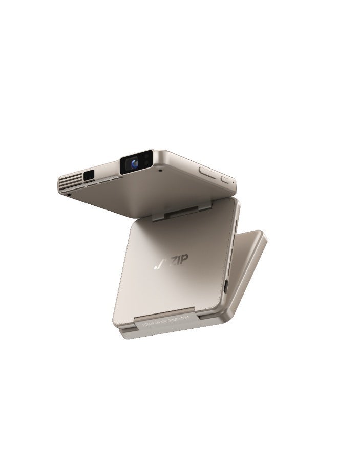 Aurzen ZIP Tri-Fold Mini Projector, Ultra Portable Pocket Projector, 720P DLP, 100 ANSI Lumens, Wireless Screen Mirroring (No WiFi), Bluetooth 5.4, 5000mAh Battery - Image 1