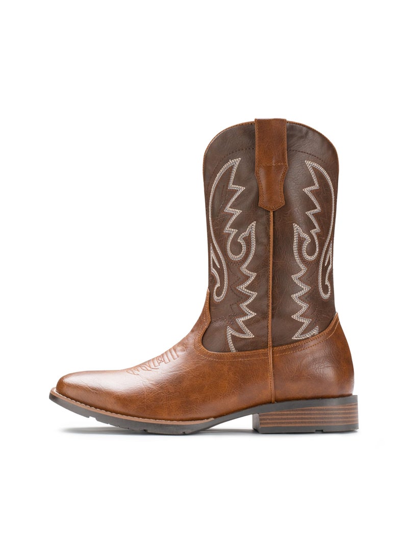 IUV Cowboy Boots For Men Western Boot Durable Fashionable Retro Classic Embroidered Pull On Slip Resistant Boots - Image 3