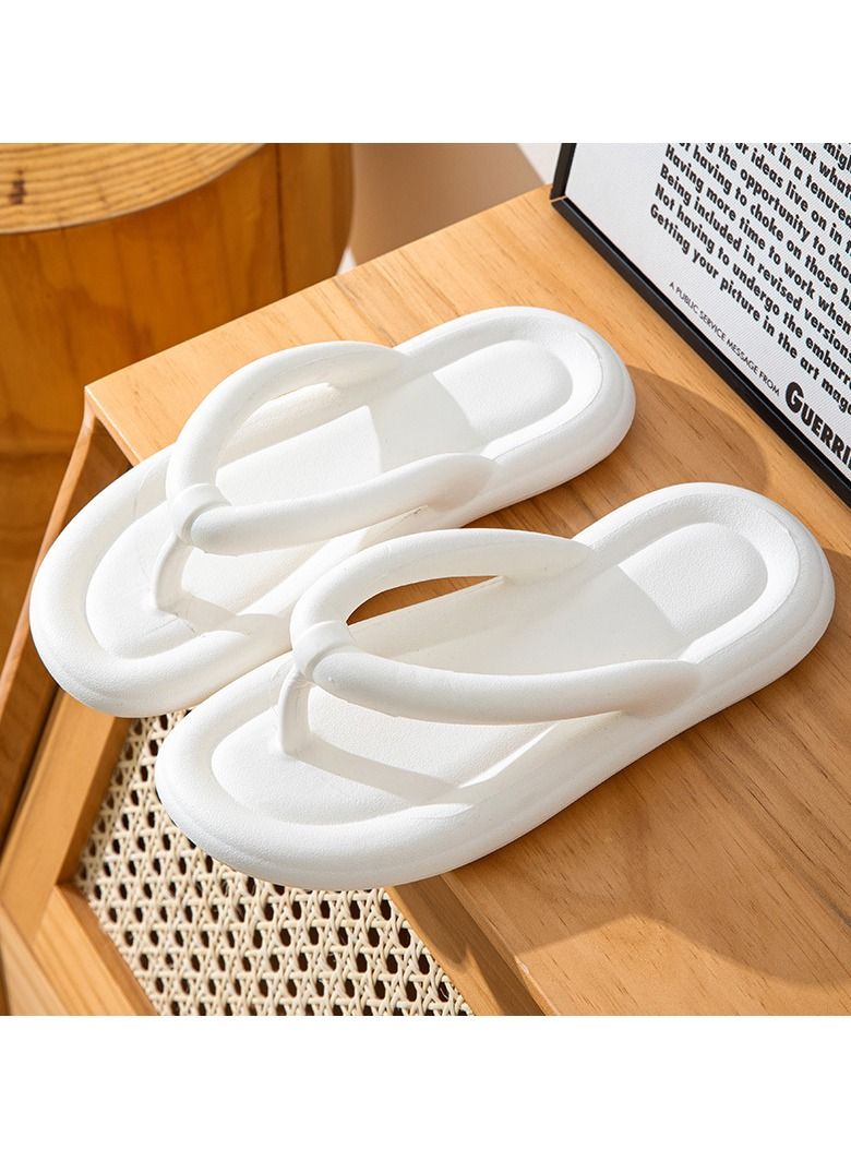 Loquat Comfortable Solid Color Soft Soled Flip Flops Bathroom Indoor Outdoor Beach Non Slip Flip Flops White 