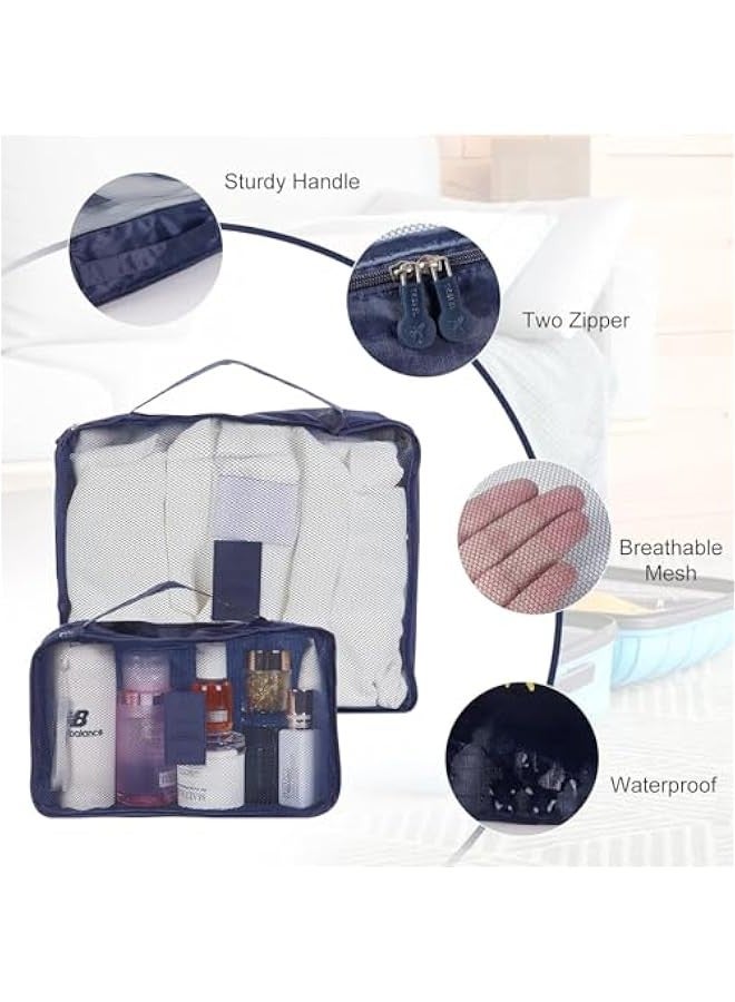 TRASSLE Packing Cubes for Suitcases Travel Luggage Organiser Bags, 3 Packing Cube + 3 Laundry Bags for Backpack Clothes Storage Waterproof Large Medium Small 6 Set, Navy  - Image 4