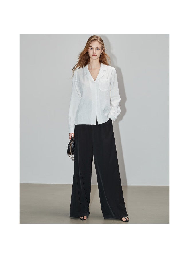 dme Demana Spring And Autumn Blazer Collar Long-sleeve Shirt, Textured Jacquard Blouse, Women's Top - Image 5
