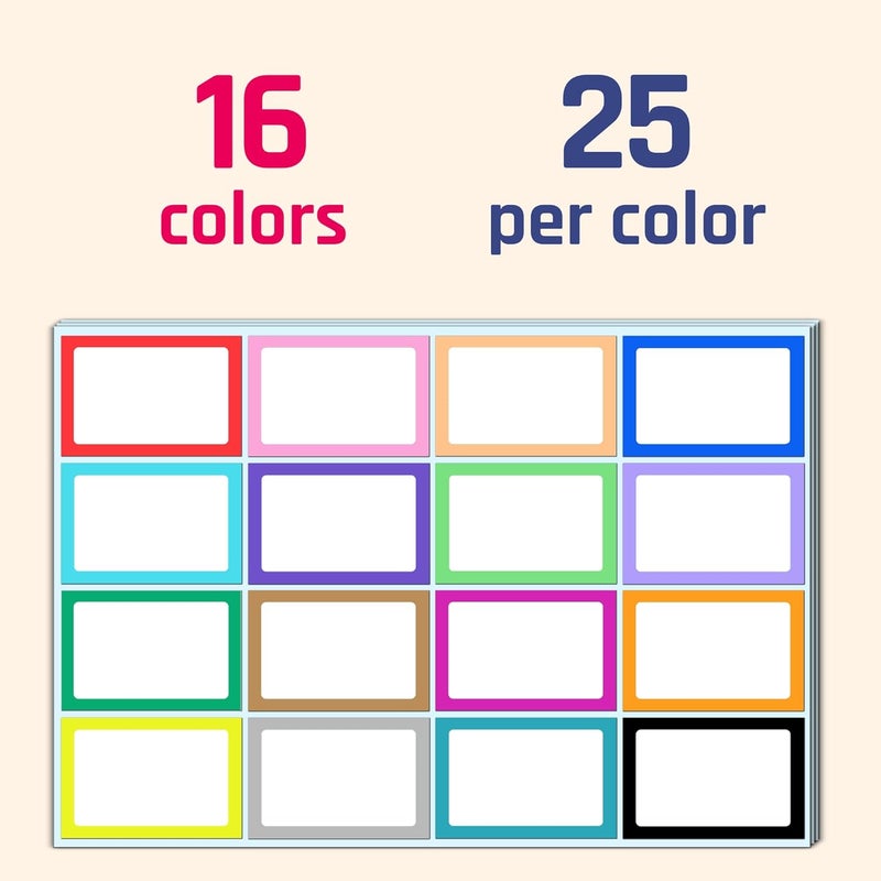 TownStix 400 قطعة ملصقات أسماء ملصقات ملونة 16 لون متنوع 3 × 2 بوصة - Image 4