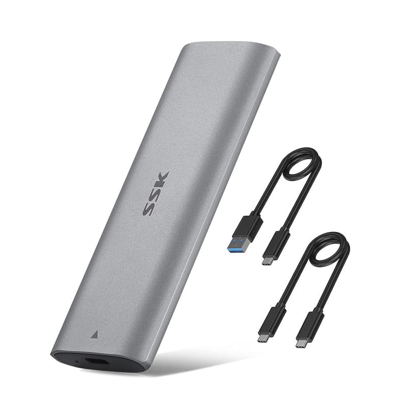 SSK حاوية SSK M.2 NVMe، محول حاوية SSD بدون أدوات، USB C 3.2 Gen 2 10Gbps PCIe MKey حالة محرك الحالة الصلبة الخارجية، تدعم UASP Trim لـ 2230/2242/2260/2280 (SATA غير مدعوم)  - Image 1