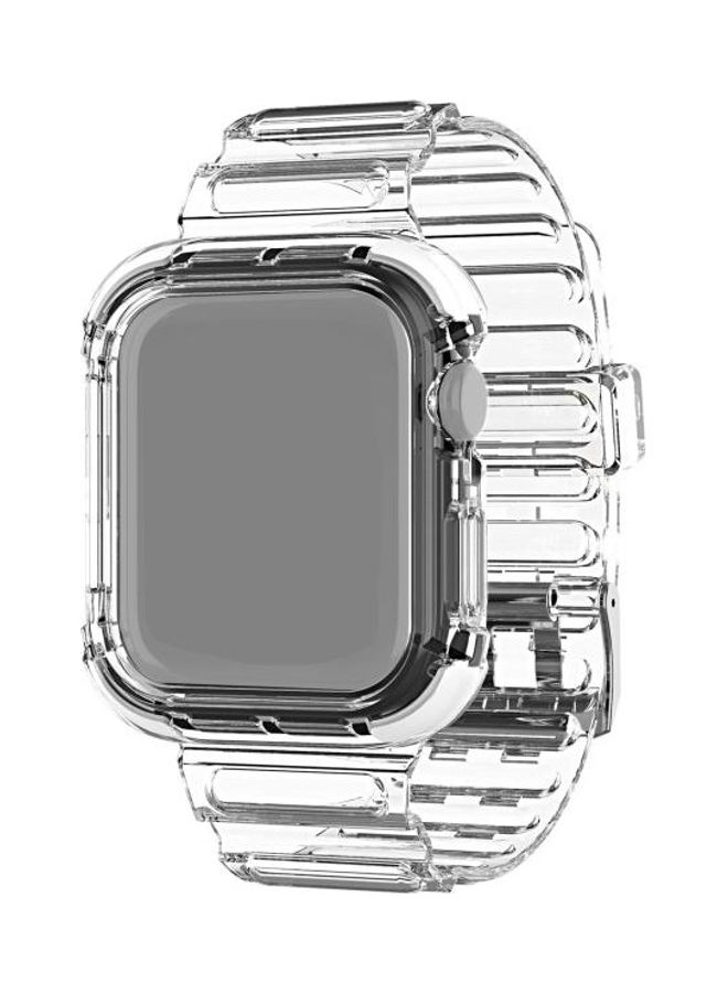 NIBEMINENT Integrated Contrast Replacement Strap Watchband for Apple Watch Series 7/6/SE/5/4/3/2/1 38/40/41mm Transparent - Image 1