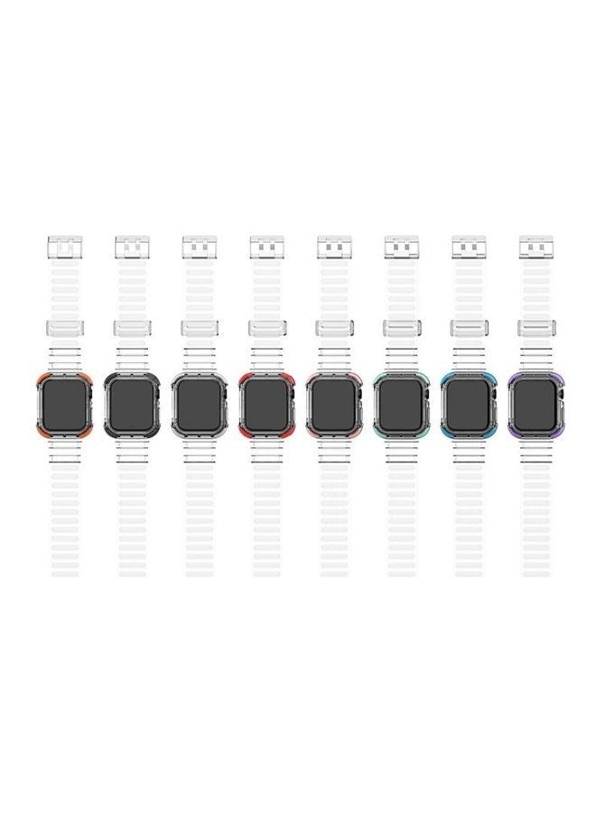 NIBEMINENT Integrated Contrast Replacement Strap Watchband for Apple Watch Series 7/6/SE/5/4/3/2/1 38/40/41mm Transparent - Image 2