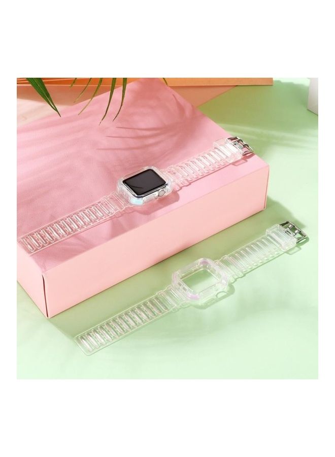 NIBEMINENT Integrated Contrast Replacement Strap Watchband for Apple Watch Series 7/6/SE/5/4/3/2/1 38/40/41mm Transparent - Image 3