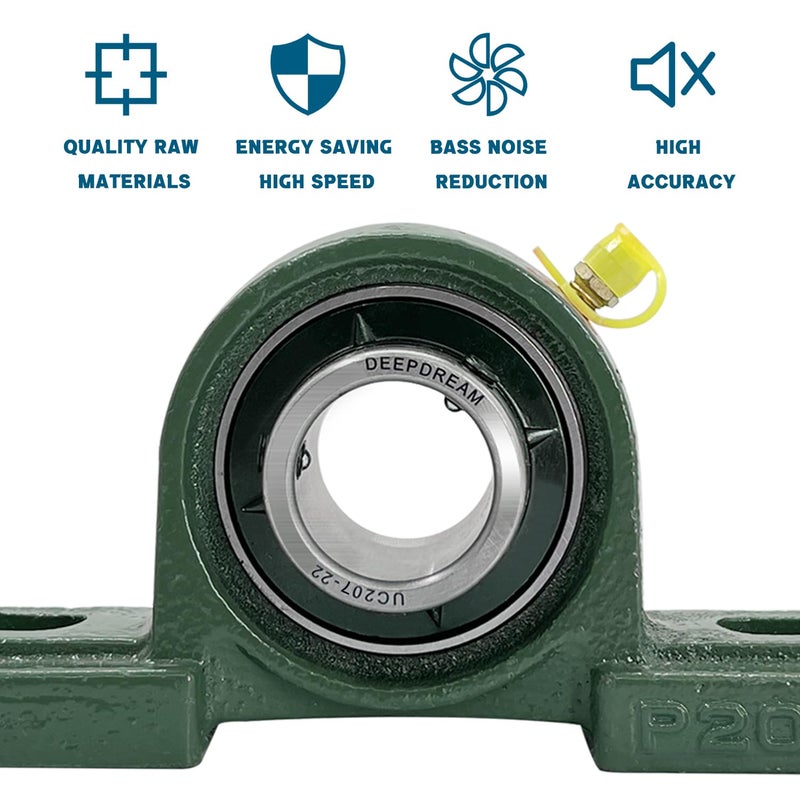 DEEPDREAM 2Pcs UCP207-22 Pillow Block Bearing 1-3/8" inch Shaft Cast Iron p207 Bearings with 1-3/8" Bore Mounted Bearing Block Self Alignment - Image 4