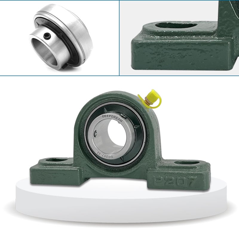 DEEPDREAM 2Pcs UCP207-22 Pillow Block Bearing 1-3/8" inch Shaft Cast Iron p207 Bearings with 1-3/8" Bore Mounted Bearing Block Self Alignment - Image 5