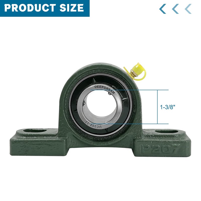 DEEPDREAM 2Pcs UCP207-22 Pillow Block Bearing 1-3/8" inch Shaft Cast Iron p207 Bearings with 1-3/8" Bore Mounted Bearing Block Self Alignment - Image 2