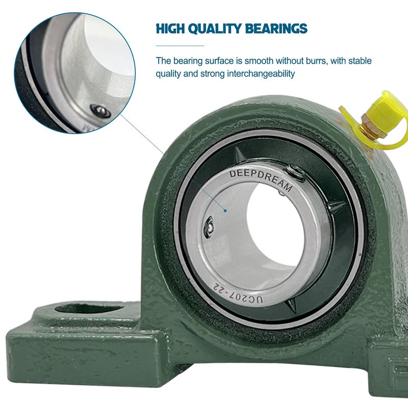 DEEPDREAM 2Pcs UCP207-22 Pillow Block Bearing 1-3/8" inch Shaft Cast Iron p207 Bearings with 1-3/8" Bore Mounted Bearing Block Self Alignment - Image 3