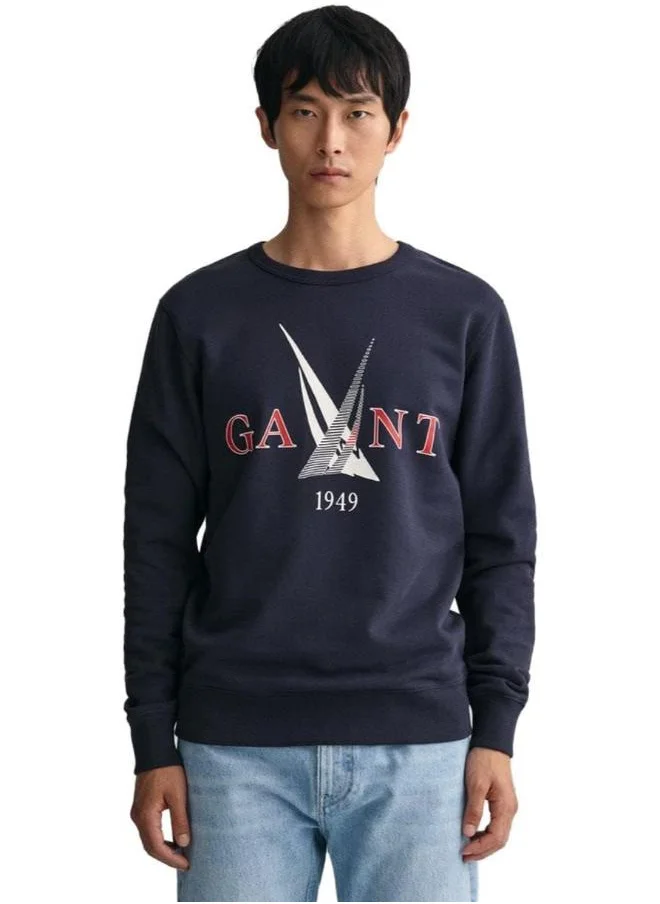 غانت Sail Print Crew Neck Pulloover