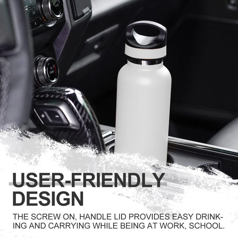 LIFE'S EASY Insulated Sports Water Bottle with Lid. Stainless Steel Vacuum Double Wall Thermo Flask for Hot and Cold Drinks  Simple Metal Hydro Canteen Travel Bottle for Men & Women - 20 oz (White) - Image 4
