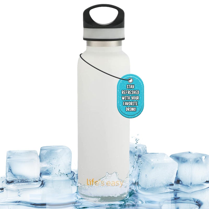 LIFE'S EASY Insulated Sports Water Bottle with Lid. Stainless Steel Vacuum Double Wall Thermo Flask for Hot and Cold Drinks  Simple Metal Hydro Canteen Travel Bottle for Men & Women - 20 oz (White) - Image 1