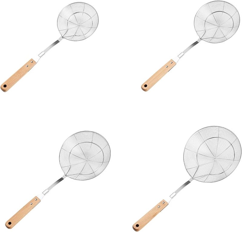 Small Stainless Steel Skimmer Spoon With Wood Handle For Frying And Straining Kitchen Utensil - Image 5