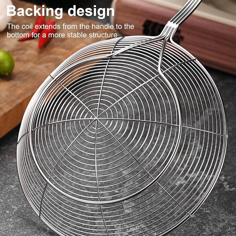 Small Stainless Steel Skimmer Spoon With Wood Handle For Frying And Straining Kitchen Utensil - Image 4