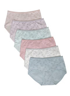 Love Bell Premium Cotton Four-way stretch Panties - MULTIPACK - Regular and Plus Sizes - Classic Briefs for Women (UAE/KSA, Alpha, XL, Regular, Regular, Floral Print - 6 Pcs Pack)  - Image 1