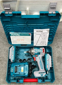 TOTAL Super Total 20V Cordless Impact Wrench with Brushless Motor, 1/2" Square Drive, 400Nm Fastening Torque, 550Nm Nut-Busting Torque, 0-2900 BPM, LED Work Light, Includes 2x 2.0Ah Batteries & Charger, 3 Sockets & Carrying Case  - Image 4