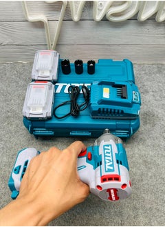 TOTAL Super Total 20V Cordless Impact Wrench with Brushless Motor, 1/2" Square Drive, 400Nm Fastening Torque, 550Nm Nut-Busting Torque, 0-2900 BPM, LED Work Light, Includes 2x 2.0Ah Batteries & Charger, 3 Sockets & Carrying Case  - Image 2