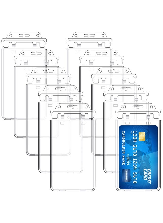 Tinlade Permanent Locking Hard Plastic Badge Holder Vertical Clear Id Badge Holder Heavy Duty Locking Badge Protector Case Badge Holder For Office School Card Travel 2.4 X 4.2 In(10 Pack)  - Image 1