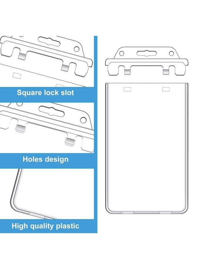 Tinlade Permanent Locking Hard Plastic Badge Holder Vertical Clear Id Badge Holder Heavy Duty Locking Badge Protector Case Badge Holder For Office School Card Travel 2.4 X 4.2 In(10 Pack)  - Image 3