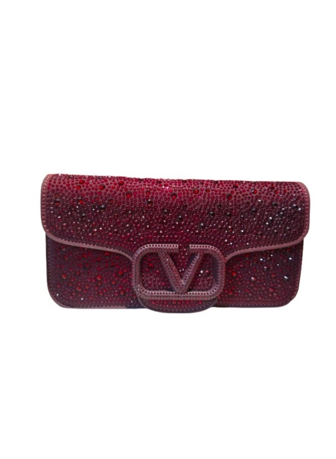 Luxury women's evening bag, burgundy color