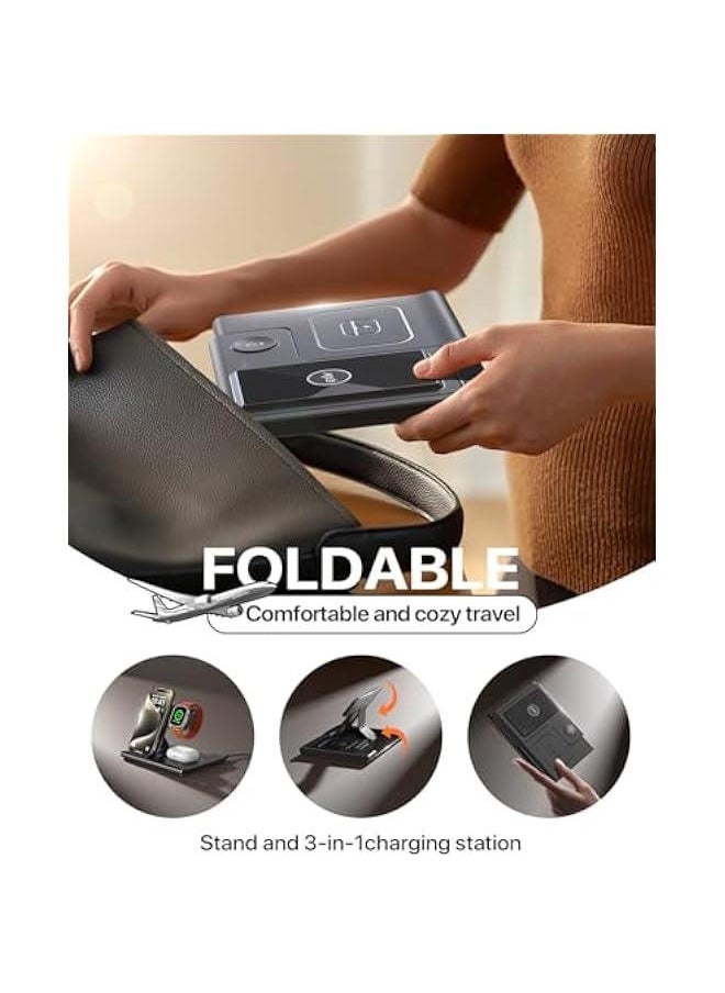 【2024】 Upgraded Wireless Charger, 3 in 1 Charging Station for Apple Devices,Wireless Charger Stand for iPhone 16 15 14 13 12 11 Pro Max XR XS 8,Apple Watch and AirPods(18W PD Adapter Not Included)