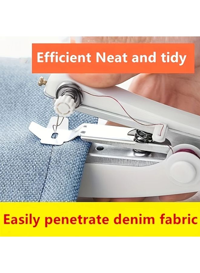 Portable Manual Sewing Machine White Mini Adjustable Stitch No Electricity Needed Crafting Tool - Image 3
