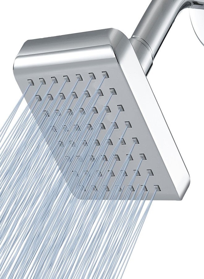 Voolan High Pressure Rain Shower Head - Luxury Modern Look - The Adjustable Replacement For Your Bathroom Showerhead - 4" Square High Flow Pressure Boosting Showers (Chrome) - Image 1