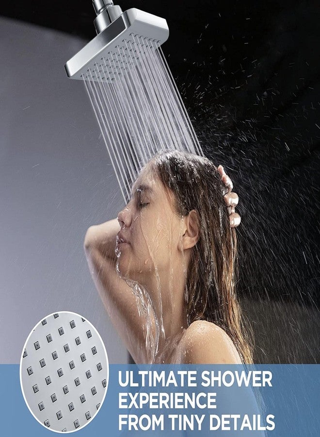 Voolan High Pressure Rain Shower Head - Luxury Modern Look - The Adjustable Replacement For Your Bathroom Showerhead - 4" Square High Flow Pressure Boosting Showers (Chrome) - Image 2