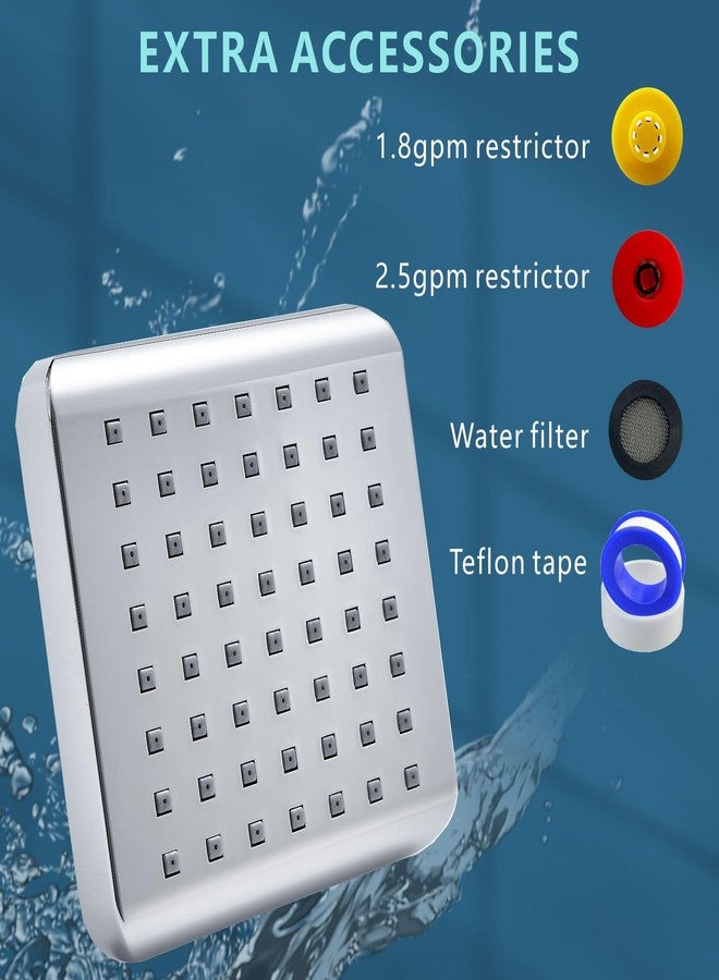 Voolan High Pressure Rain Shower Head - Luxury Modern Look - The Adjustable Replacement For Your Bathroom Showerhead - 4" Square High Flow Pressure Boosting Showers (Chrome) - Image 4
