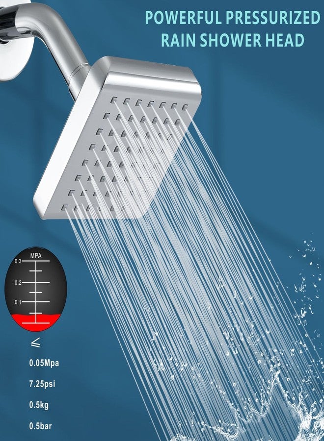 Voolan High Pressure Rain Shower Head - Luxury Modern Look - The Adjustable Replacement For Your Bathroom Showerhead - 4" Square High Flow Pressure Boosting Showers (Chrome) - Image 3