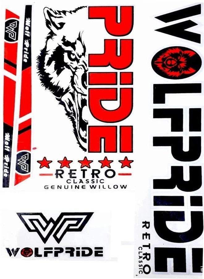 WOLF PRIDE Retro Classic Red Cricket Bat Sticker Bat Sticker (Red) - Image 2