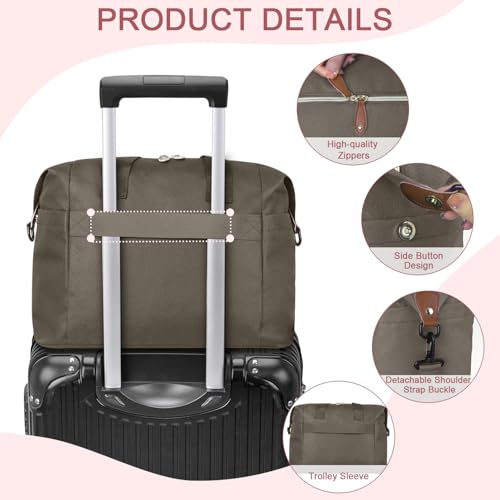 Pritent Diaper Bag Tote, Diaper Baby Bags with Pacifier Case, Shoulder Straps, Stroller Clips, Waterproof Large Mommy Maternity Travel Baby Bag for Mom and Dad, khaki, Medium - Image 5