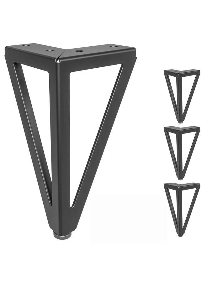 يُسلِّم 4 قطع 15 سم أرجل أثاث معدنية أرجل خزانة أريكة، أقدام طاولة مثلثة من الحديد، أرجل دبوس الشعر البديلة DIY لسرير حامل تلفزيون طاولة قهوة مقعد خزائن طاولة جانبية (أسود) - Image 1