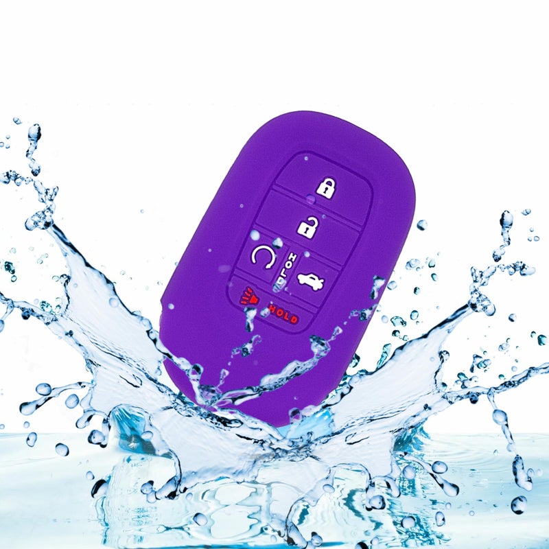 Autobase Silicone Key Fob Cover for 2022 2023 2024 2025 2026 Honda Civic Accord HR-V CR-V Sport SI EX EX-L Touring | 2026 Car Accessory | Key Protection Case - 2 Pcs (Black and Purple) - Image 4
