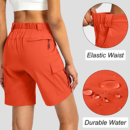 Viodia Women's 7" Hiking Cargo Shorts with Pockets Quick Dry Lightweight Shorts for Women Golf Casual Summer Shorts Orange red Medium - Image 4
