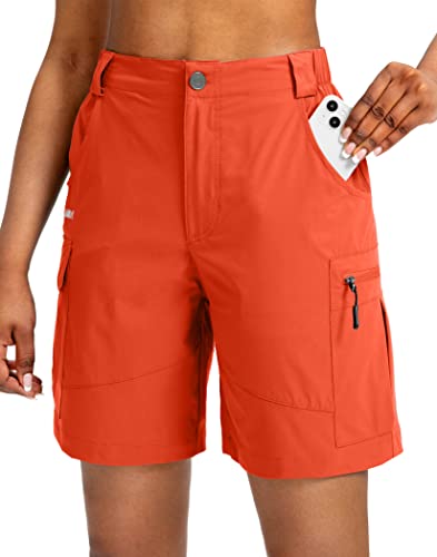 Viodia Women's 7" Hiking Cargo Shorts with Pockets Quick Dry Lightweight Shorts for Women Golf Casual Summer Shorts Orange red Medium - Image 1