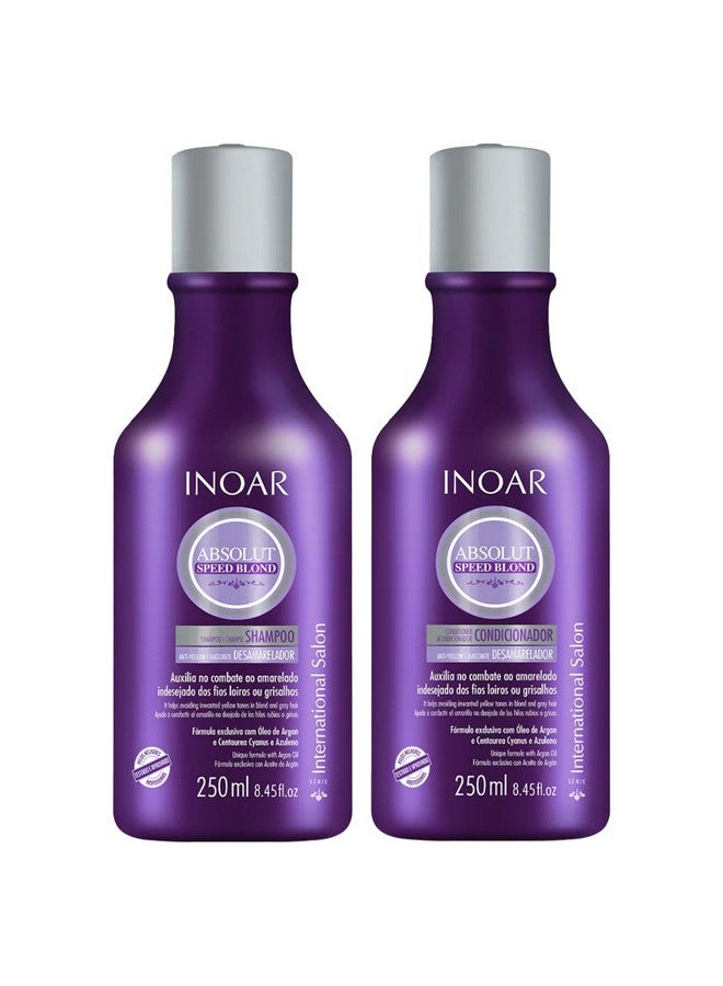 INOAR - Absolut Speed Blond Shampoo & Conditioner Set Designed for Bleached, Blonde, Brassy, and Grey Hair Types, Vegan Hair Product, Cruelty Free Haircare for Men and Women (2 Bottles, 8.5oz. each) - Image 2