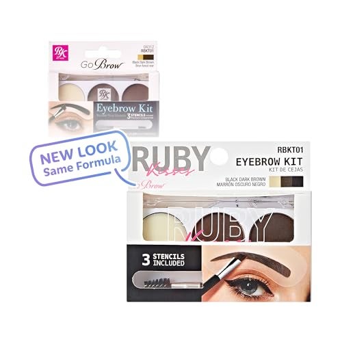 Ruby Kisses Go Brow Eyebrow Kit, Dual Shade Powder & Wax, Includes 3 Stencils, Perfect for Shaping & Defining, Natural Brow Look, Ideal for Sparse Brows - Image 2