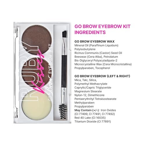 Ruby Kisses Go Brow Eyebrow Kit, Dual Shade Powder & Wax, Includes 3 Stencils, Perfect for Shaping & Defining, Natural Brow Look, Ideal for Sparse Brows - Image 3