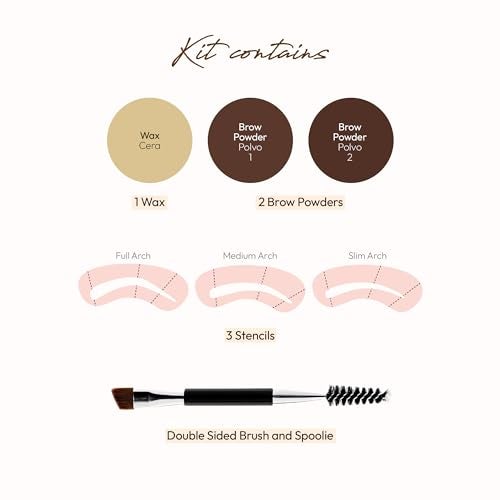 Ruby Kisses Go Brow Eyebrow Kit, Dual Shade Powder & Wax, Includes 3 Stencils, Perfect for Shaping & Defining, Natural Brow Look, Ideal for Sparse Brows - Image 4