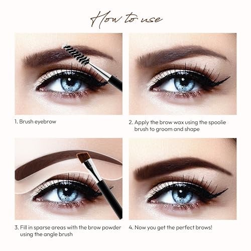 Ruby Kisses Go Brow Eyebrow Kit, Dual Shade Powder & Wax, Includes 3 Stencils, Perfect for Shaping & Defining, Natural Brow Look, Ideal for Sparse Brows - Image 5