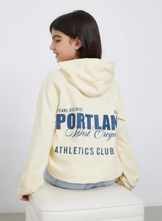 Styli Styli Teens Cream Graphic Print Hoodie